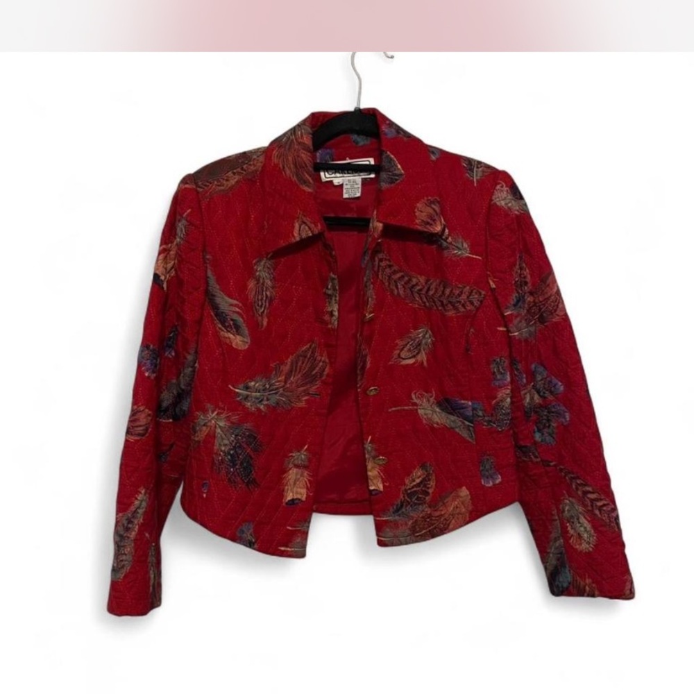 Carlisle Red Feather Silk‎ Blend Crop Jacket Sz 8